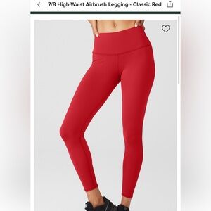 *LIKE NEW* ALO Yoga Classic Red 7/8 Airbrush Leggings